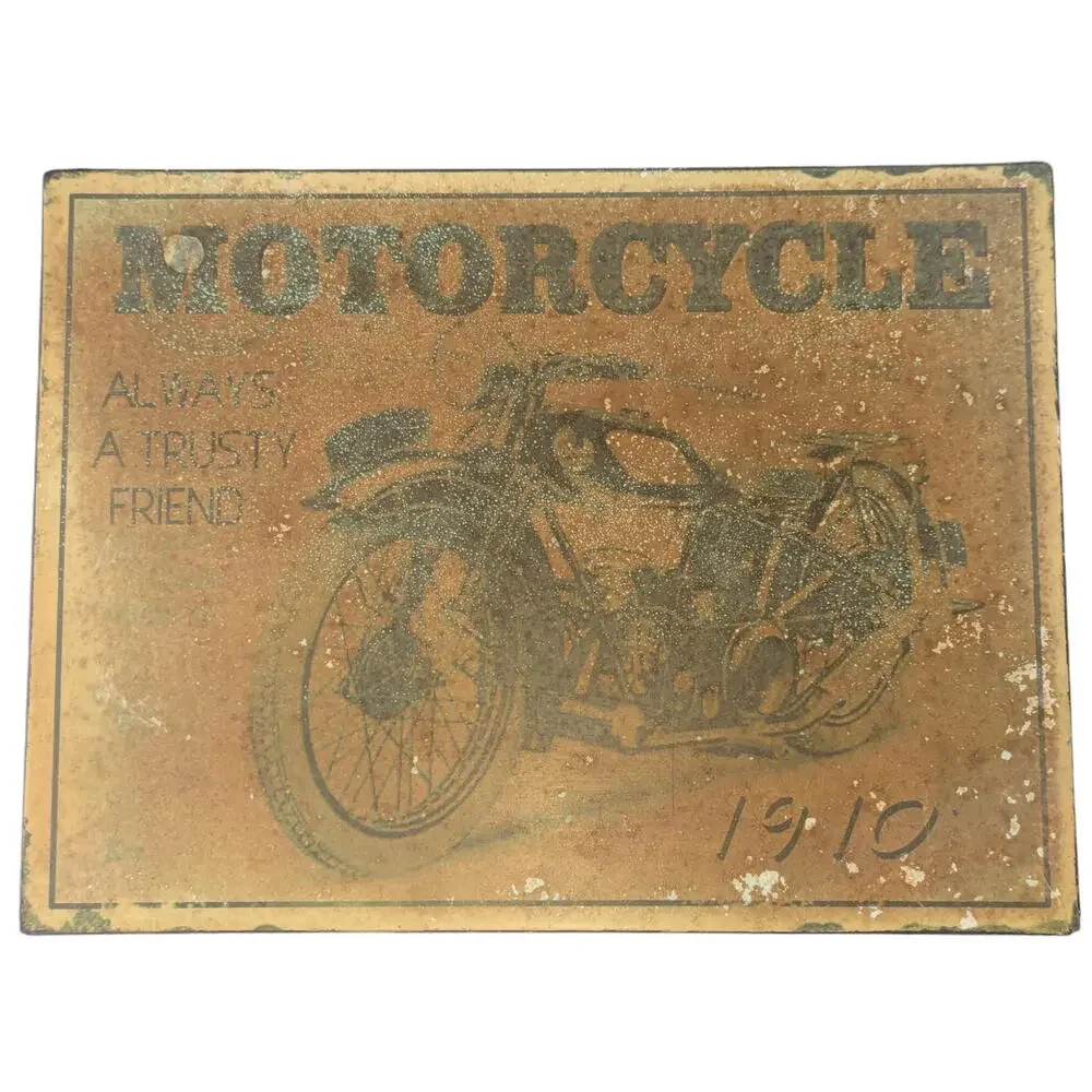 Vintage 1910 Metal Motorcycle Sign